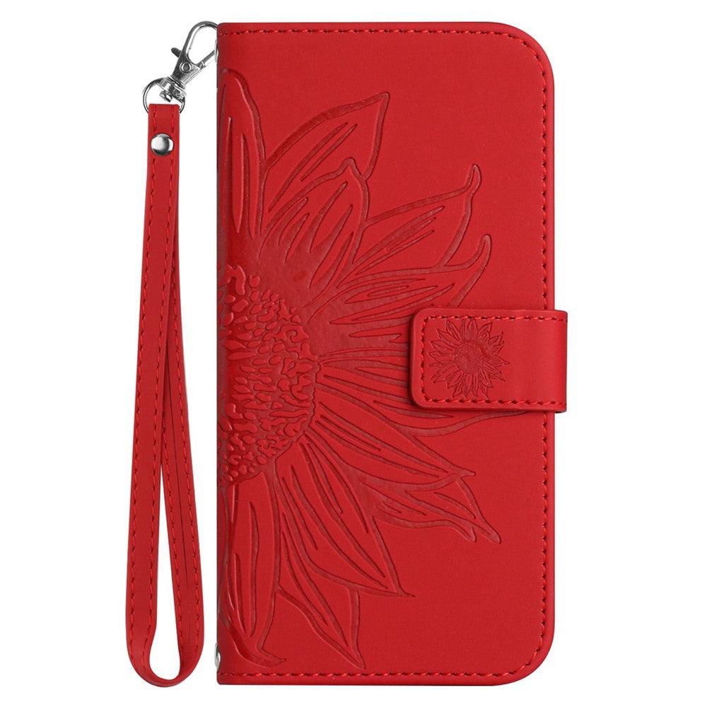 iPhone 14 Pro Wallet-Hülle – Sonnenblume aufgedruckt, mit Ständer & Riemen