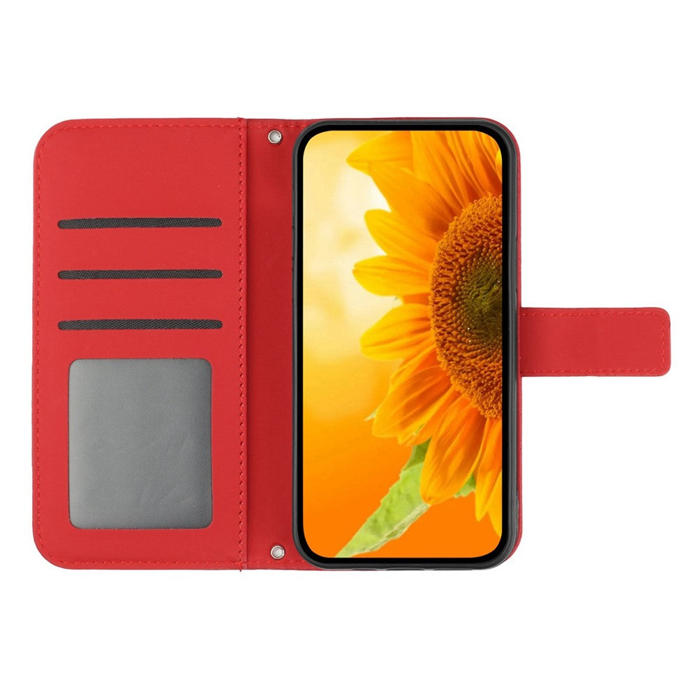 iPhone 14 Plus Wallet-Hülle – Sonnenblume aufgedruckt, mit Ständer & Riemen