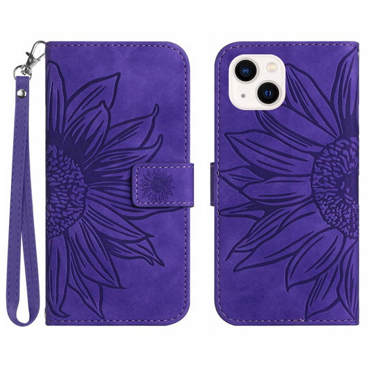 iPhone 13 mini Wallet-Hülle – Sonnenblume aufgedruckt, mit Ständer & Riemen