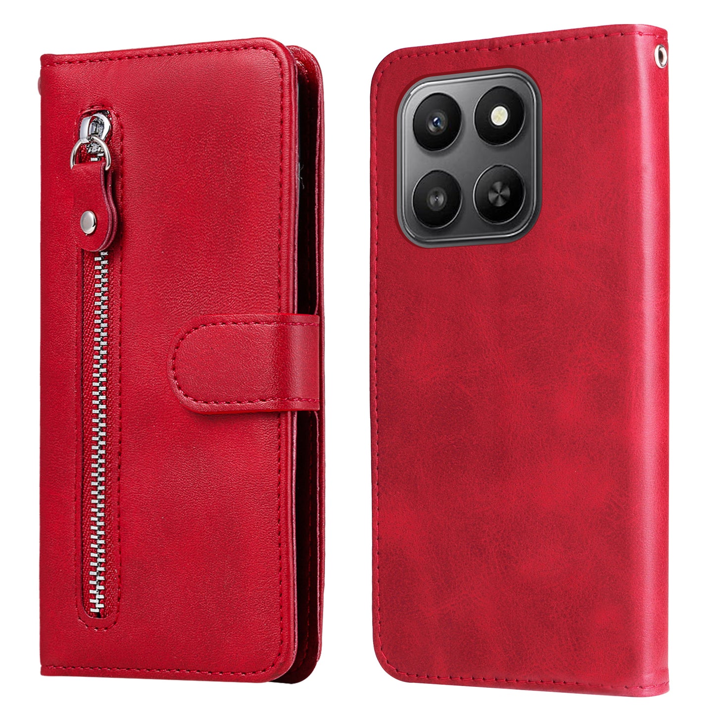 For Honor 400 Smart 5G / 4G / X7d 4G PU Leather Cases with Zipper Pocket Wallet Phone Cover Stand