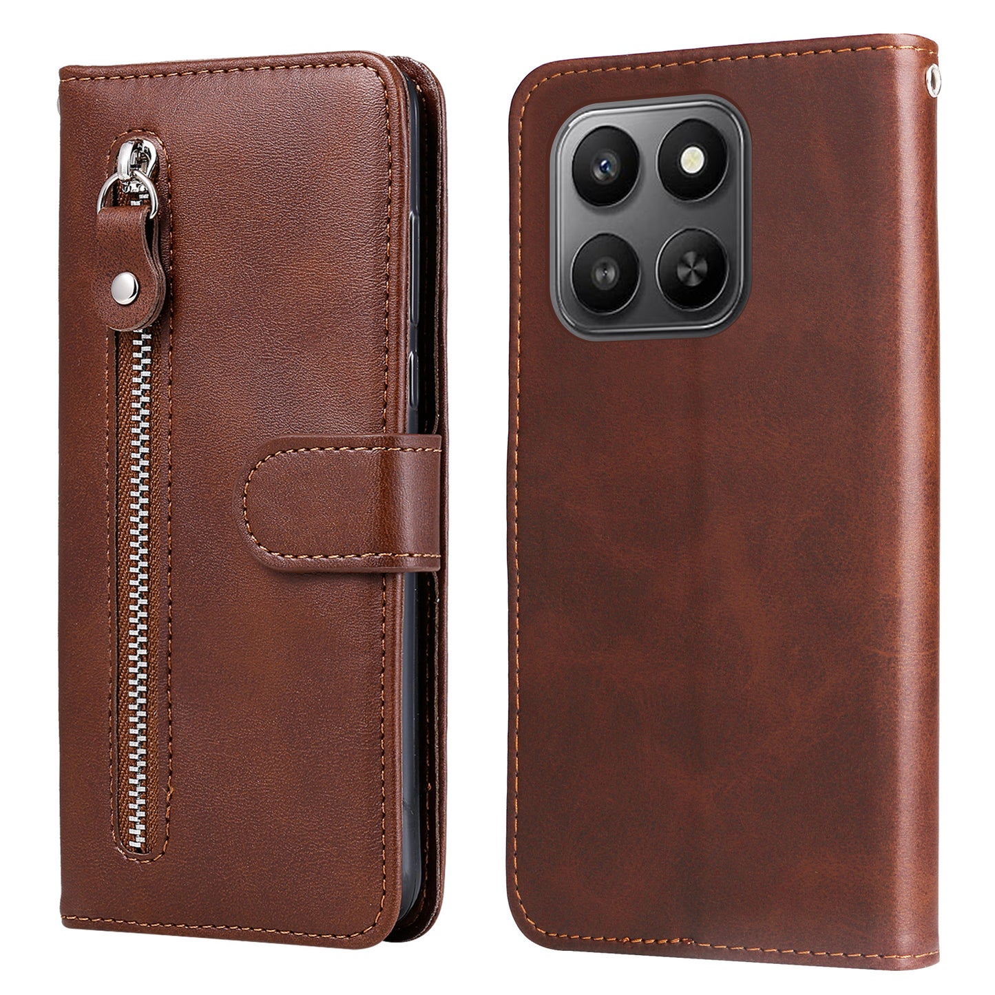 For Honor 400 Smart 5G / 4G / X7d 4G PU Leather Cases with Zipper Pocket Wallet Phone Cover Stand