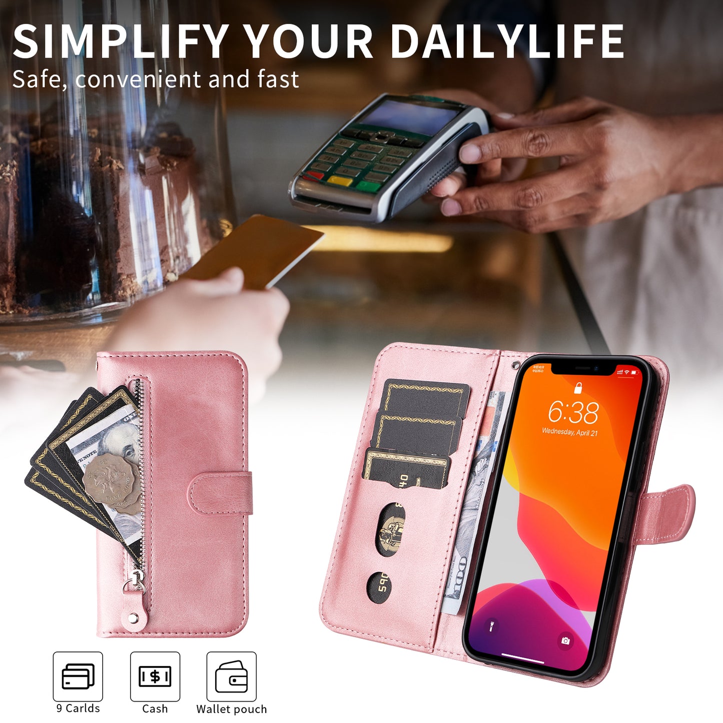 For Honor 400 Smart 5G / 4G / X7d 4G PU Leather Cases with Zipper Pocket Wallet Phone Cover Stand