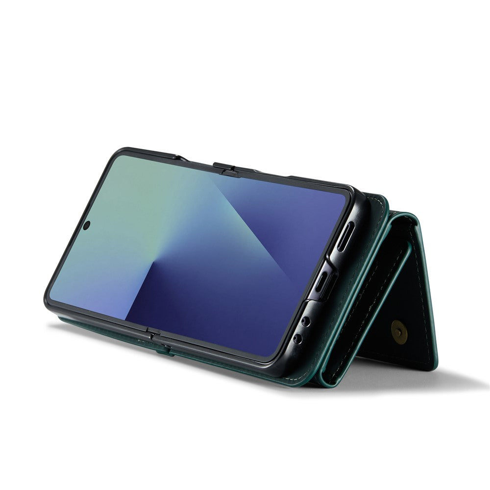 DG.MING M2 Series for Samsung	Galaxy Z Flip7 5G Case PU + PC Phone Cover with Detachable Card Bag / Should Strap