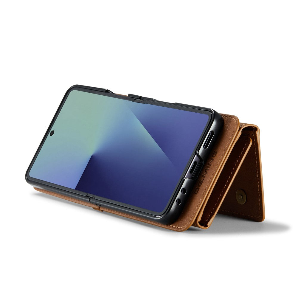 DG.MING M5 Series for Samsung Galaxy Z Flip7 5G Case RFID Blocking Card Slots Leather + PC Phone Cover