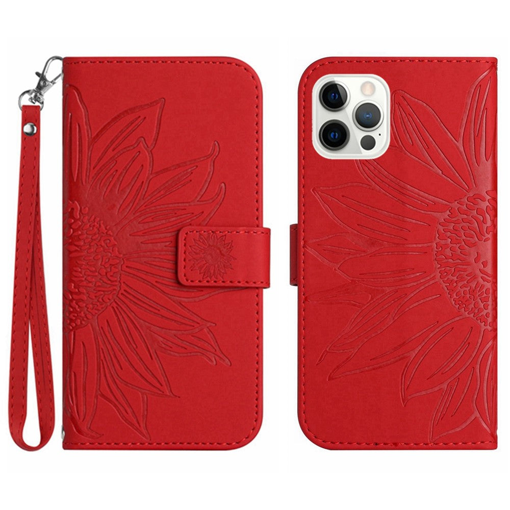 iPhone 12 Pro Max Wallet-Hülle – Sonnenblume aufgedruckt, mit Ständer & Riemen