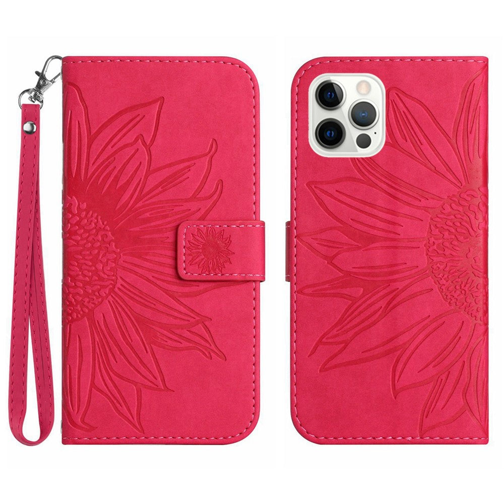 iPhone 12 Pro Max Wallet-Hülle – Sonnenblume aufgedruckt, mit Ständer & Riemen