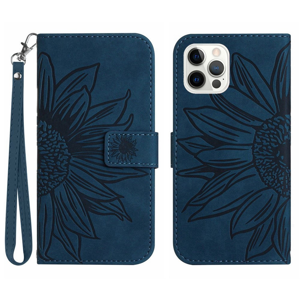iPhone 12 Pro Max Wallet-Hülle – Sonnenblume aufgedruckt, mit Ständer & Riemen