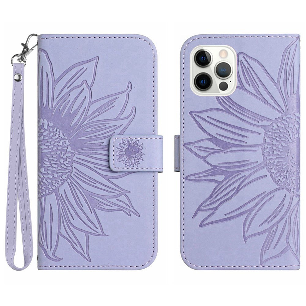 iPhone 12 Pro Max Wallet-Hülle – Sonnenblume aufgedruckt, mit Ständer & Riemen
