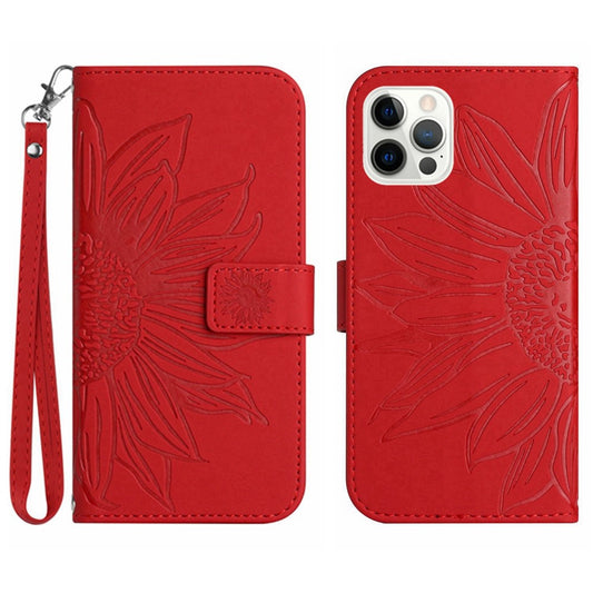 iPhone 12 Pro / 12 Wallet-Hülle – Sonnenblume aufgedruckt, mit Ständer & Riemen
