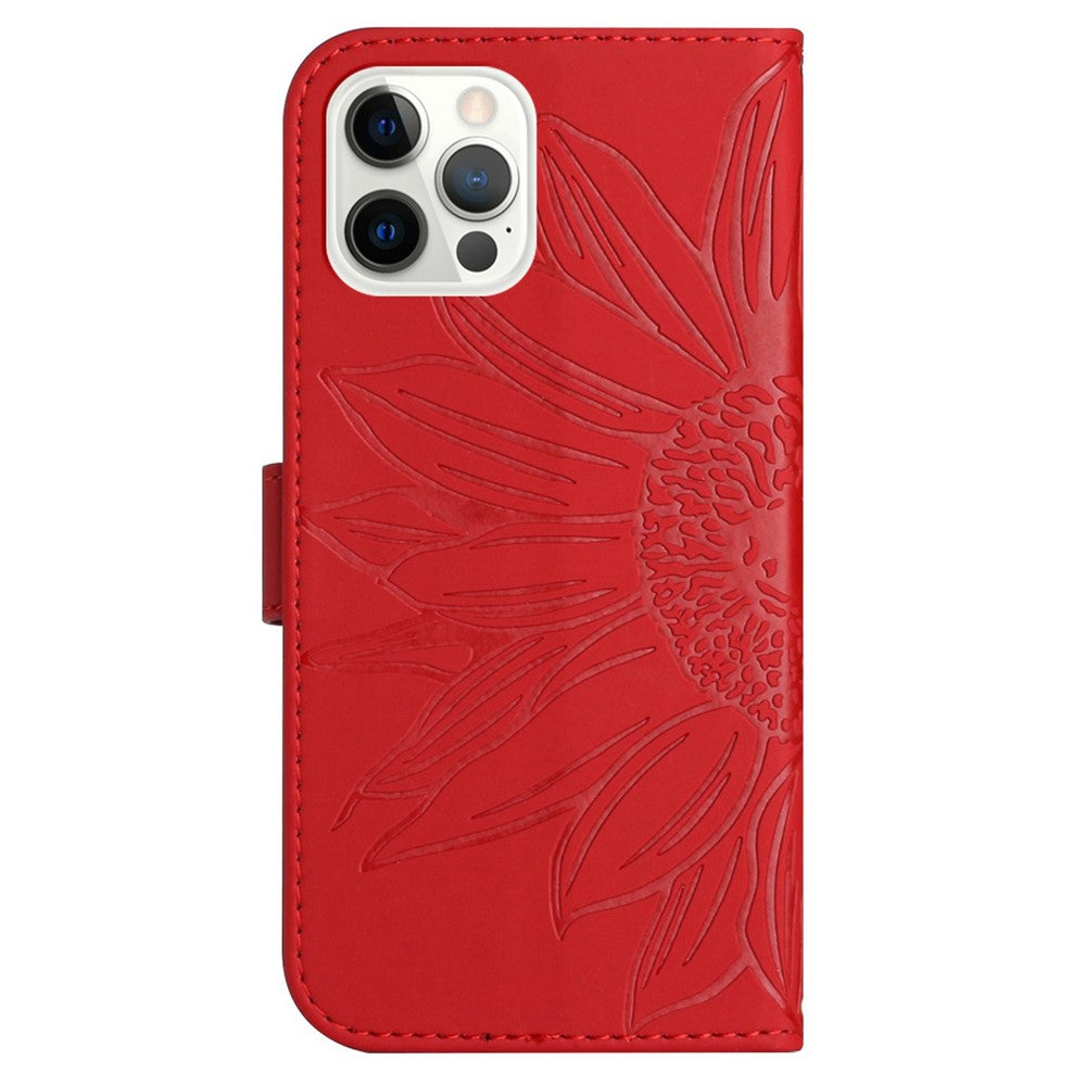 iPhone 12 Pro / 12 Wallet-Hülle – Sonnenblume aufgedruckt, mit Ständer & Riemen