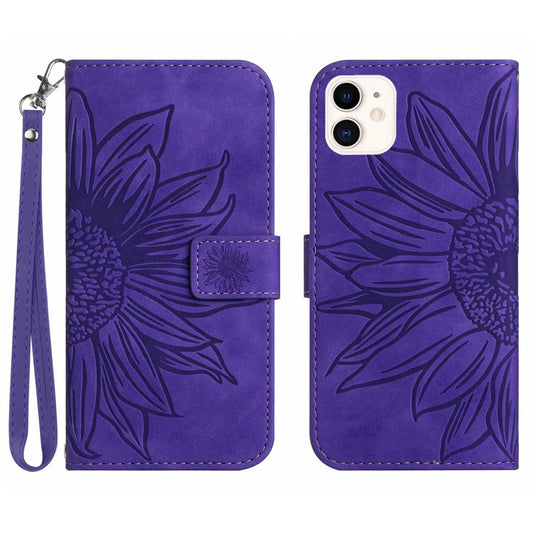 iPhone 12 mini Wallet-Hülle – Sonnenblume aufgedruckt, mit Ständer & Riemen