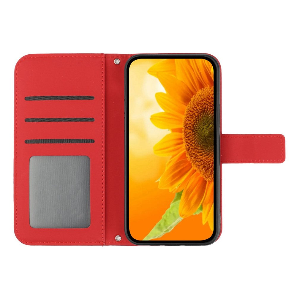 iPhone 12 mini Wallet-Hülle – Sonnenblume aufgedruckt, mit Ständer & Riemen