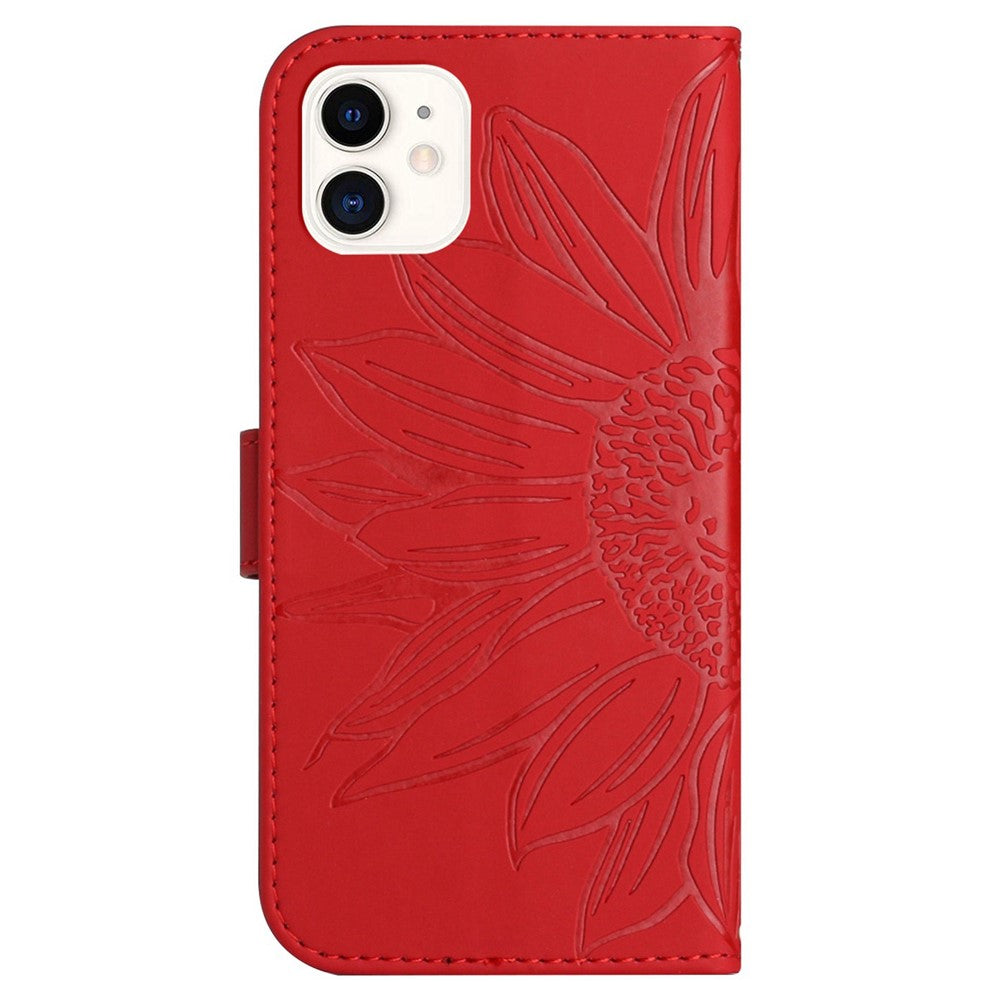 iPhone 12 mini Wallet-Hülle – Sonnenblume aufgedruckt, mit Ständer & Riemen