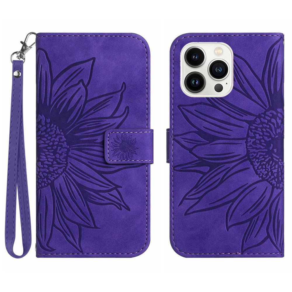 iPhone 13 Pro Max Wallet-Hülle – Sonnenblume aufgedruckt, mit Ständer & Riemen