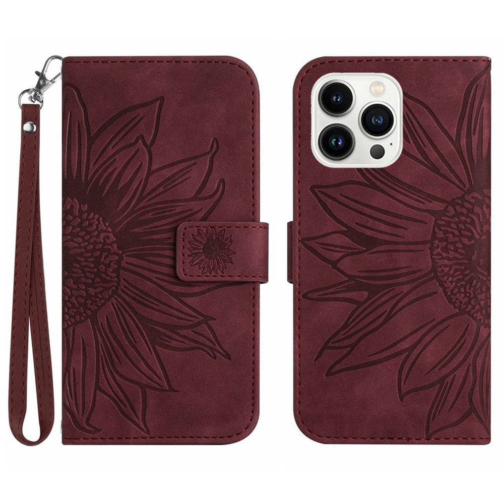 iPhone 13 Pro Max Wallet-Hülle – Sonnenblume aufgedruckt, mit Ständer & Riemen