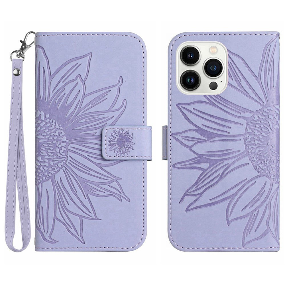 iPhone 13 Pro Max Wallet-Hülle – Sonnenblume aufgedruckt, mit Ständer & Riemen