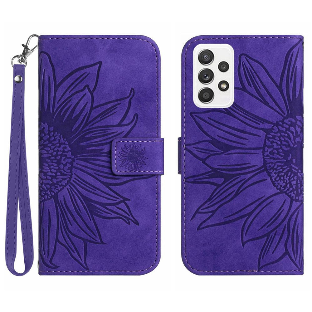 Galaxy A52 4G/5G / A52s 5G Wallet-Hülle – Sonnenblume aufgedruckt, mit Ständer & Riemen