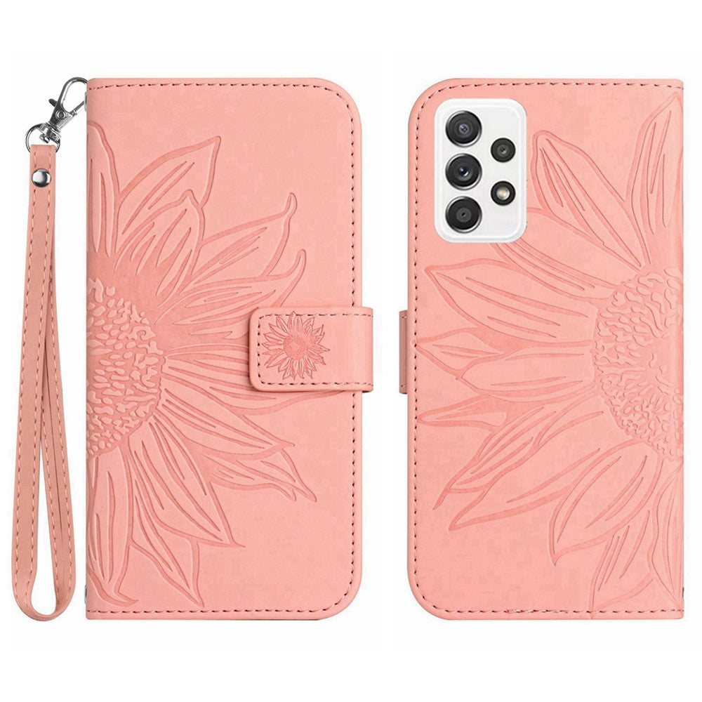 Galaxy A72 4G/5G Wallet-Hülle – Sonnenblume aufgedruckt, mit Ständer & Riemen