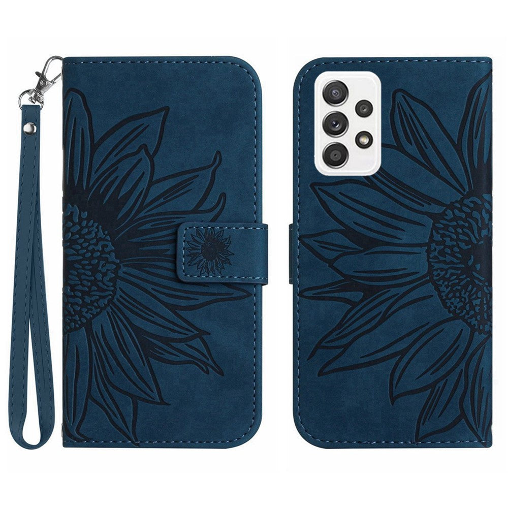 Galaxy A72 4G/5G Wallet-Hülle – Sonnenblume aufgedruckt, mit Ständer & Riemen
