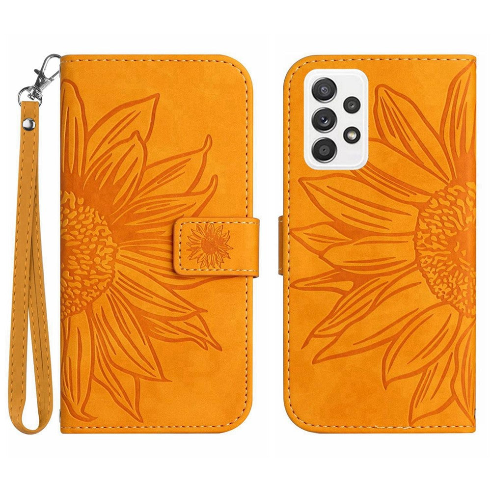 Galaxy A23 4G/5G Wallet-Hülle – Sonnenblume aufgedruckt, mit Ständer & Riemen