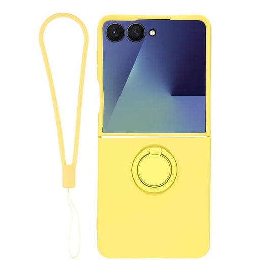 Galaxy Z Flip7 5G Silikonhülle – Leicht & Mit Schwenkring-Ständer