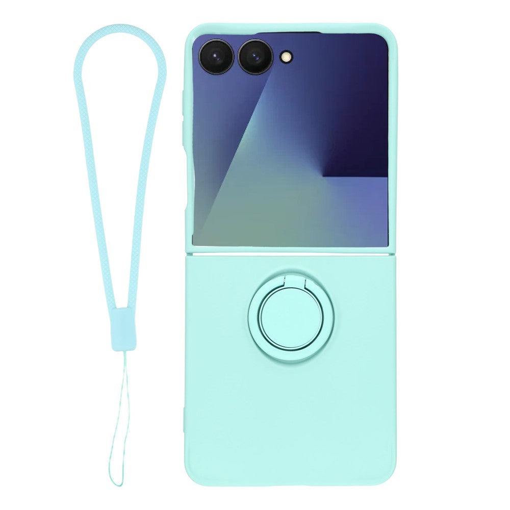Galaxy Z Flip7 5G Silikonhülle – Leicht & Mit Schwenkring-Ständer
