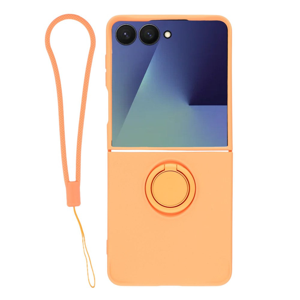 Galaxy Z Flip7 5G Silikonhülle – Leicht & Mit Schwenkring-Ständer