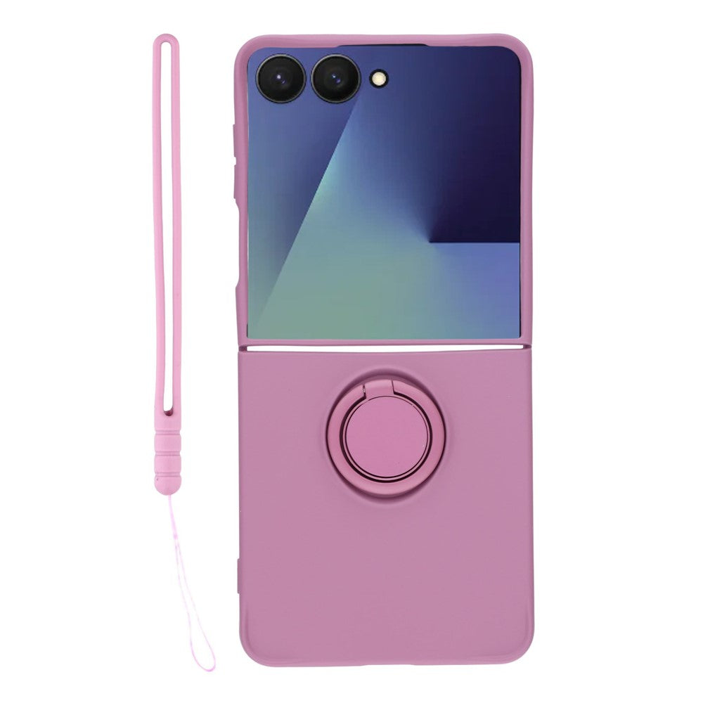 Galaxy Z Flip7 5G Silikonhülle – Leicht & Mit Schwenkring-Ständer