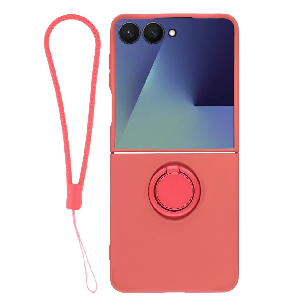 Galaxy Z Flip7 5G Silikonhülle – Leicht & Mit Schwenkring-Ständer