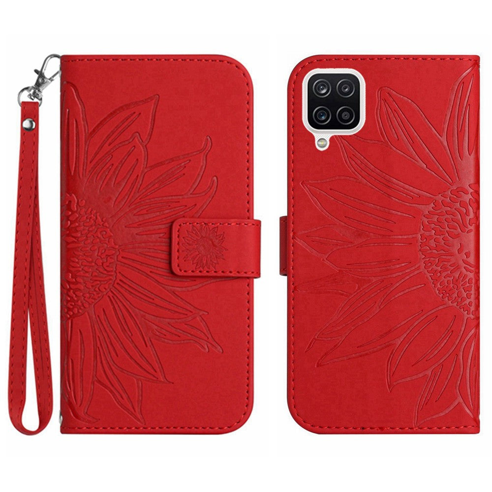 Galaxy A22 4G Wallet-Hülle – Sonnenblume aufgedruckt, mit Ständer & Riemen