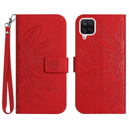 Galaxy A22 4G Wallet-Hülle – Sonnenblume aufgedruckt, mit Ständer & Riemen
