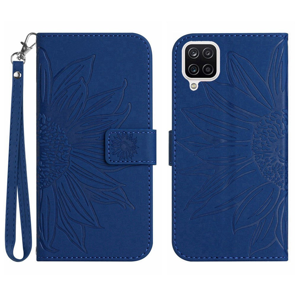 Galaxy A22 4G Wallet-Hülle – Sonnenblume aufgedruckt, mit Ständer & Riemen