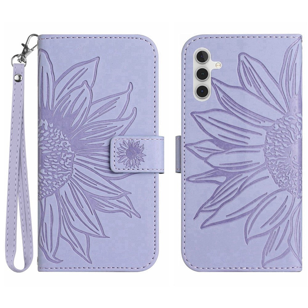 Galaxy A13 5G / A04s 4G Wallet-Hülle – Sonnenblume aufgedruckt, mit Ständer & Riemen