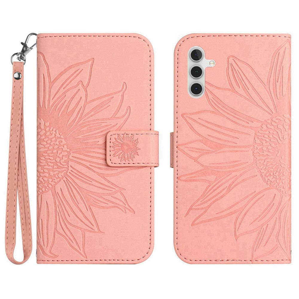Galaxy A13 5G / A04s 4G Wallet-Hülle – Sonnenblume aufgedruckt, mit Ständer & Riemen