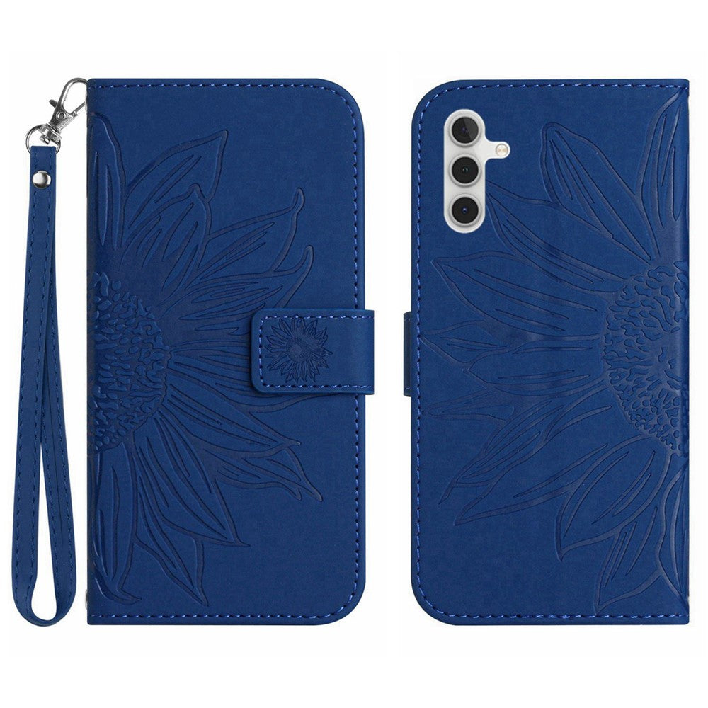 Galaxy A13 5G / A04s 4G Wallet-Hülle – Sonnenblume aufgedruckt, mit Ständer & Riemen