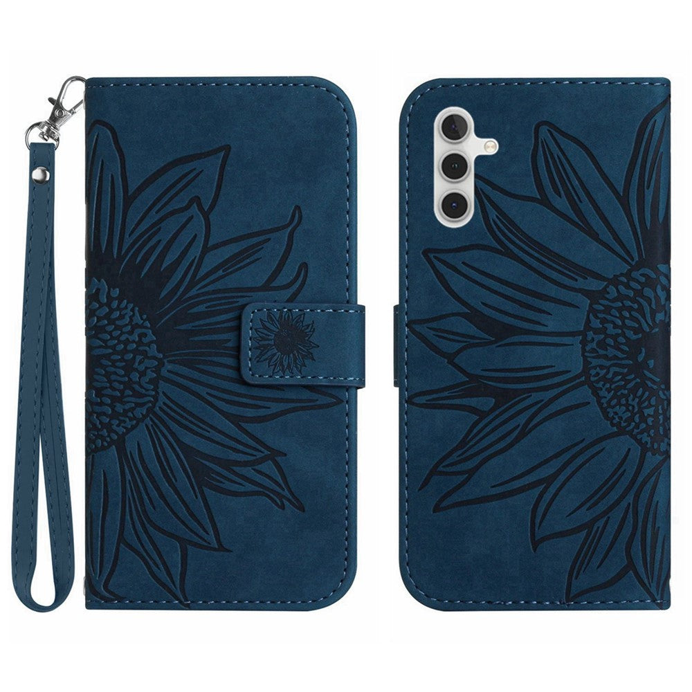 Galaxy A13 5G / A04s 4G Wallet-Hülle – Sonnenblume aufgedruckt, mit Ständer & Riemen