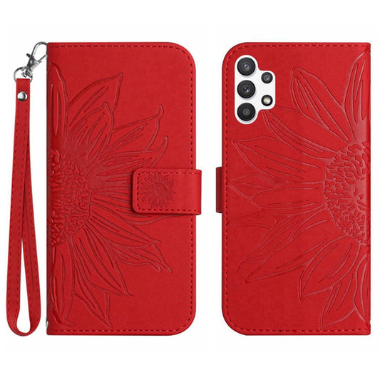 Galaxy A13 4G Wallet-Hülle – Sonnenblume aufgedruckt, mit Ständer & Riemen