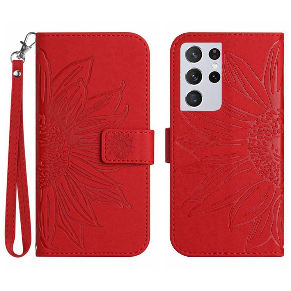 Galaxy S21 Ultra 5G Wallet-Hülle – Sonnenblume aufgedruckt, mit Ständer & Riemen