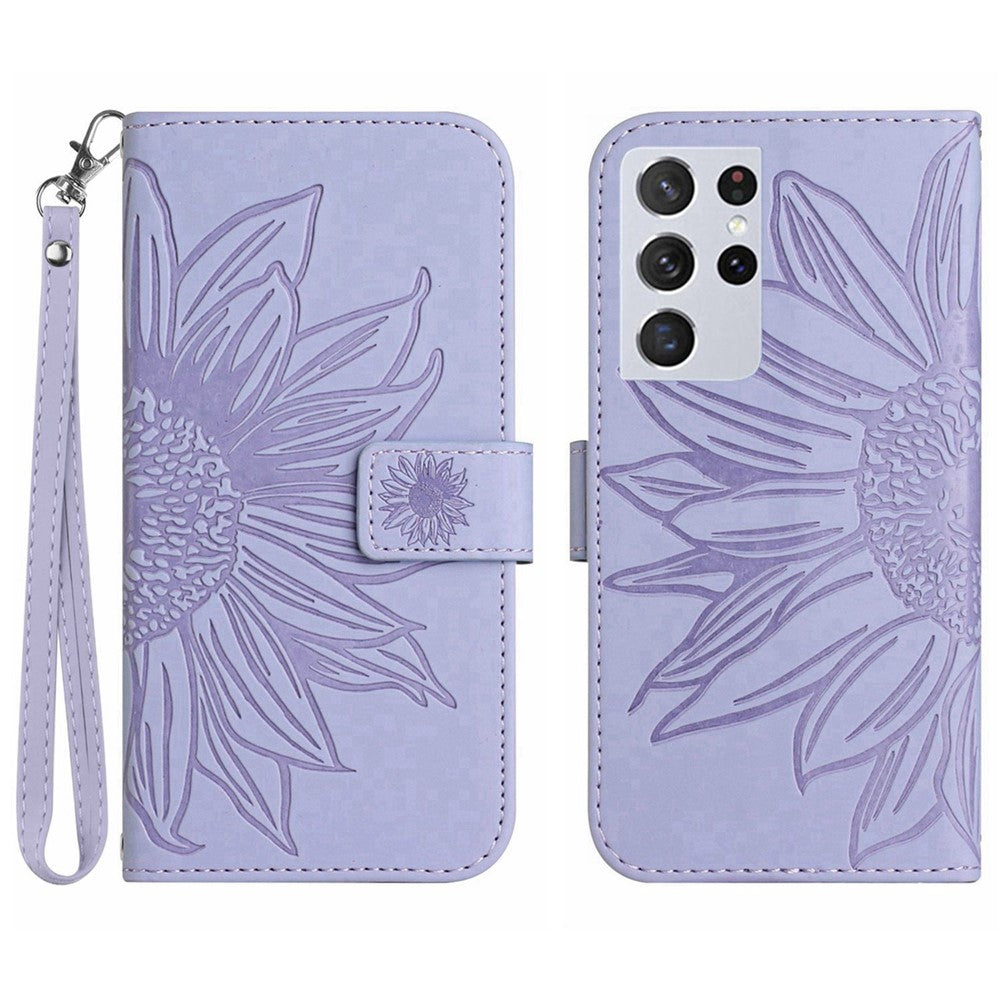 Galaxy S21 Ultra 5G Wallet-Hülle – Sonnenblume aufgedruckt, mit Ständer & Riemen