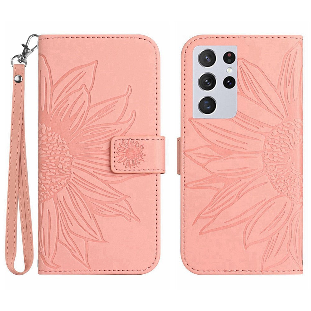 Galaxy S21 Ultra 5G Wallet-Hülle – Sonnenblume aufgedruckt, mit Ständer & Riemen