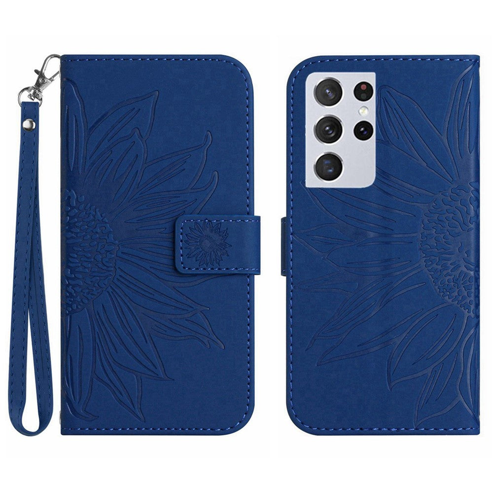 Galaxy S21 Ultra 5G Wallet-Hülle – Sonnenblume aufgedruckt, mit Ständer & Riemen