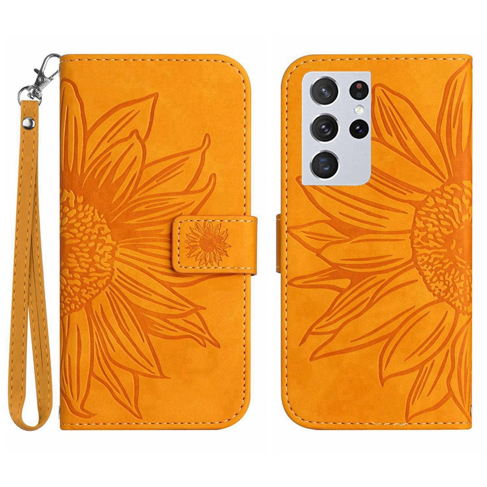 Galaxy S21 Ultra 5G Wallet-Hülle – Sonnenblume aufgedruckt, mit Ständer & Riemen