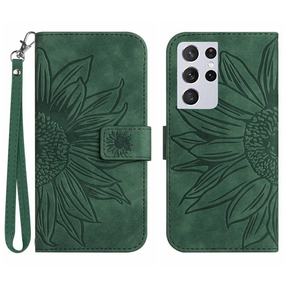 Galaxy S21 Ultra 5G Wallet-Hülle – Sonnenblume aufgedruckt, mit Ständer & Riemen
