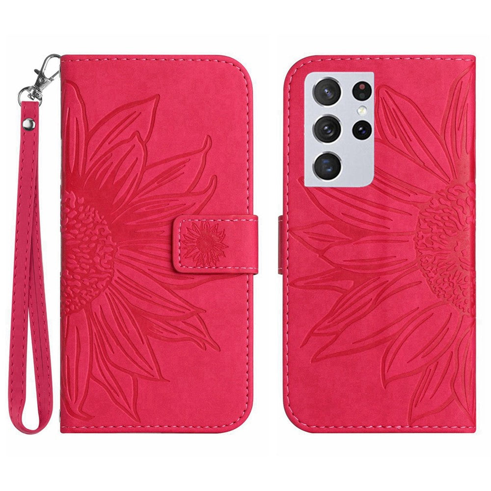 Galaxy S21 Ultra 5G Wallet-Hülle – Sonnenblume aufgedruckt, mit Ständer & Riemen