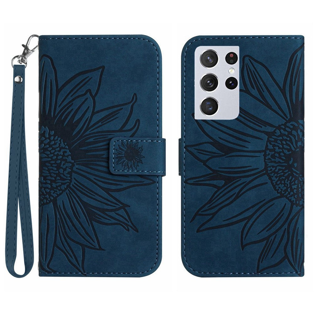Galaxy S21 Ultra 5G Wallet-Hülle – Sonnenblume aufgedruckt, mit Ständer & Riemen