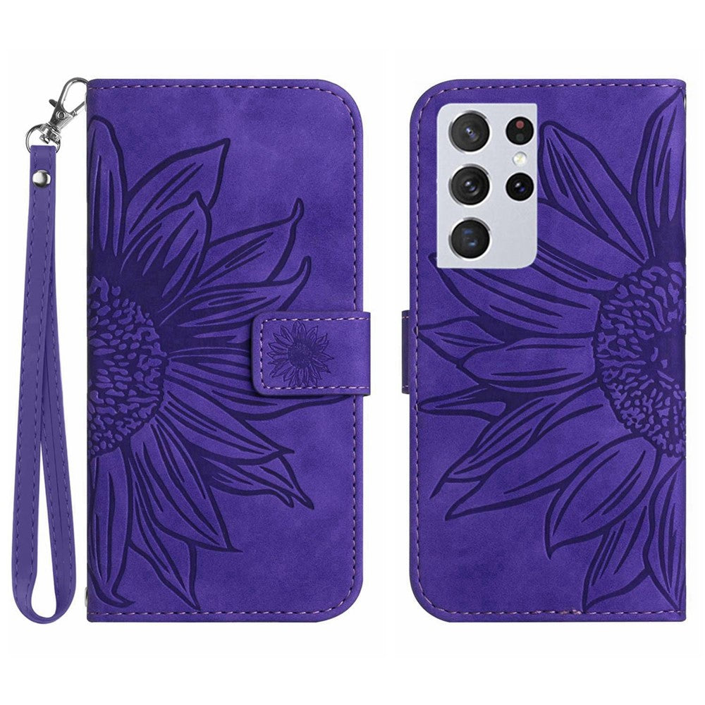 Galaxy S21 Ultra 5G Wallet-Hülle – Sonnenblume aufgedruckt, mit Ständer & Riemen