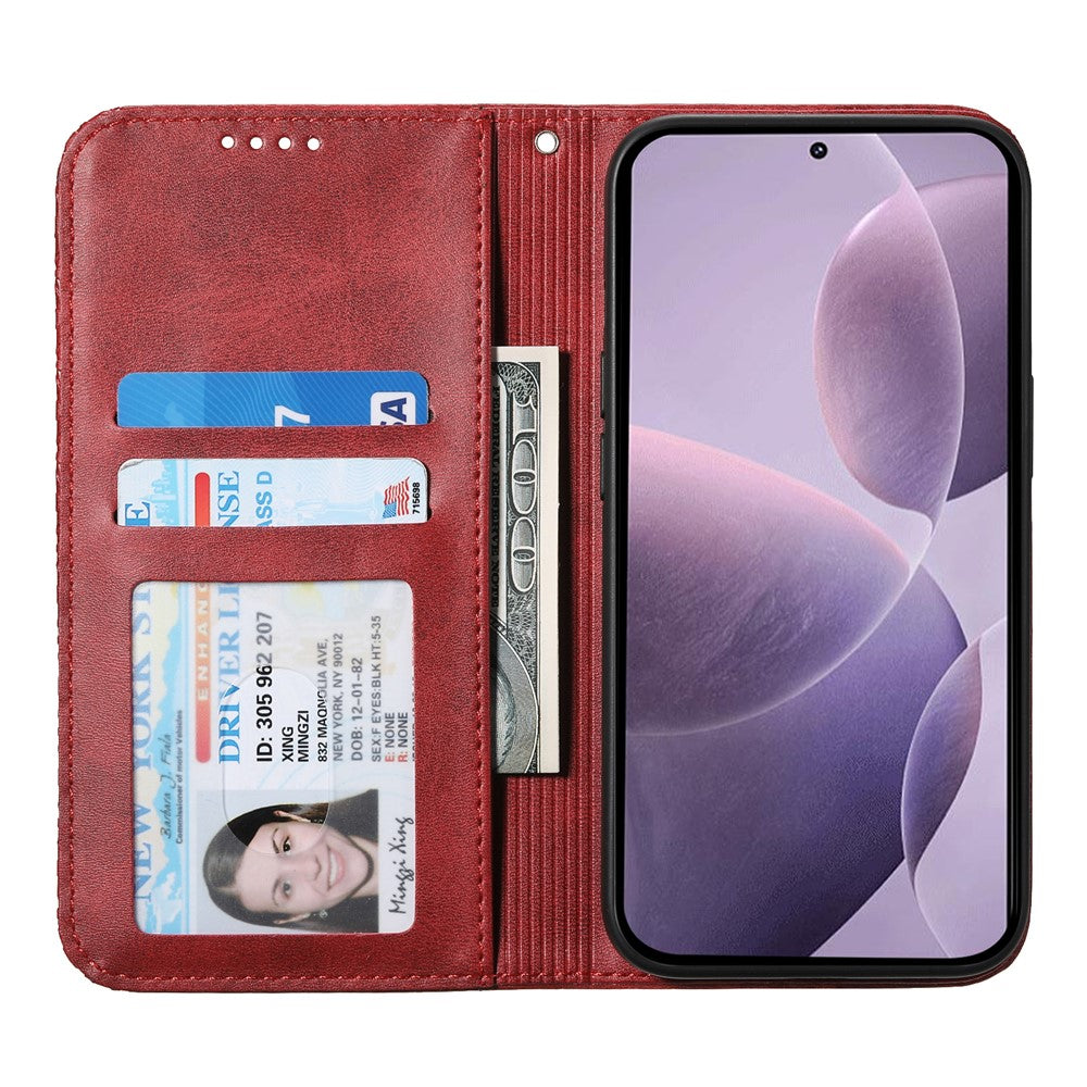 For Xiaomi Redmi 15 5G (Global) (169mm) Case Calf Texture PU Leather Wallet Phone Cover with Wrist Strap