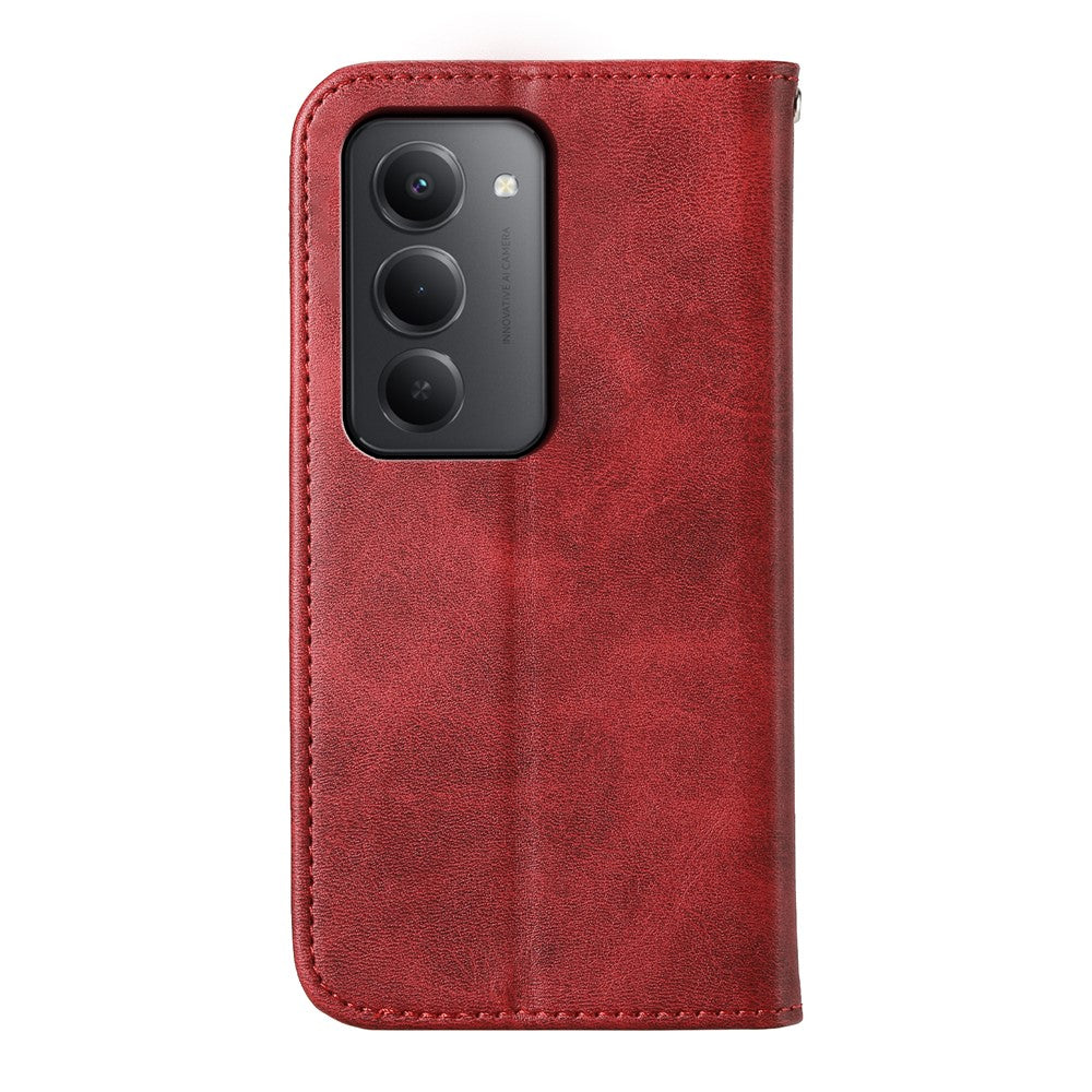 For Xiaomi Redmi 15 5G (Global) (169mm) Case Calf Texture PU Leather Wallet Phone Cover with Wrist Strap