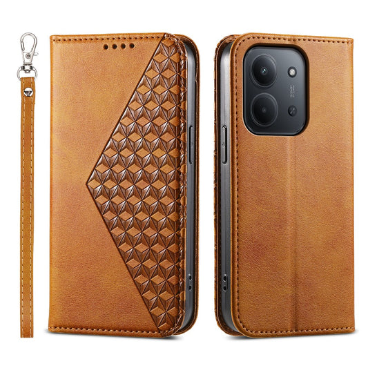 Xiaomi Redmi 15C 4G (EU) (173mm) / Xiaomi Redmi 15C 5G (EU) (173mm) Handyhülle – 4G (EU) (173 mm) aus PU-Leder mit Kalbsstruktur und Handschlaufe