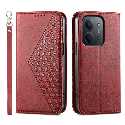Xiaomi Redmi 15C 4G (EU) (173mm) / Xiaomi Redmi 15C 5G (EU) (173mm) Handyhülle – 4G (EU) (173 mm) aus PU-Leder mit Kalbsstruktur und Handschlaufe